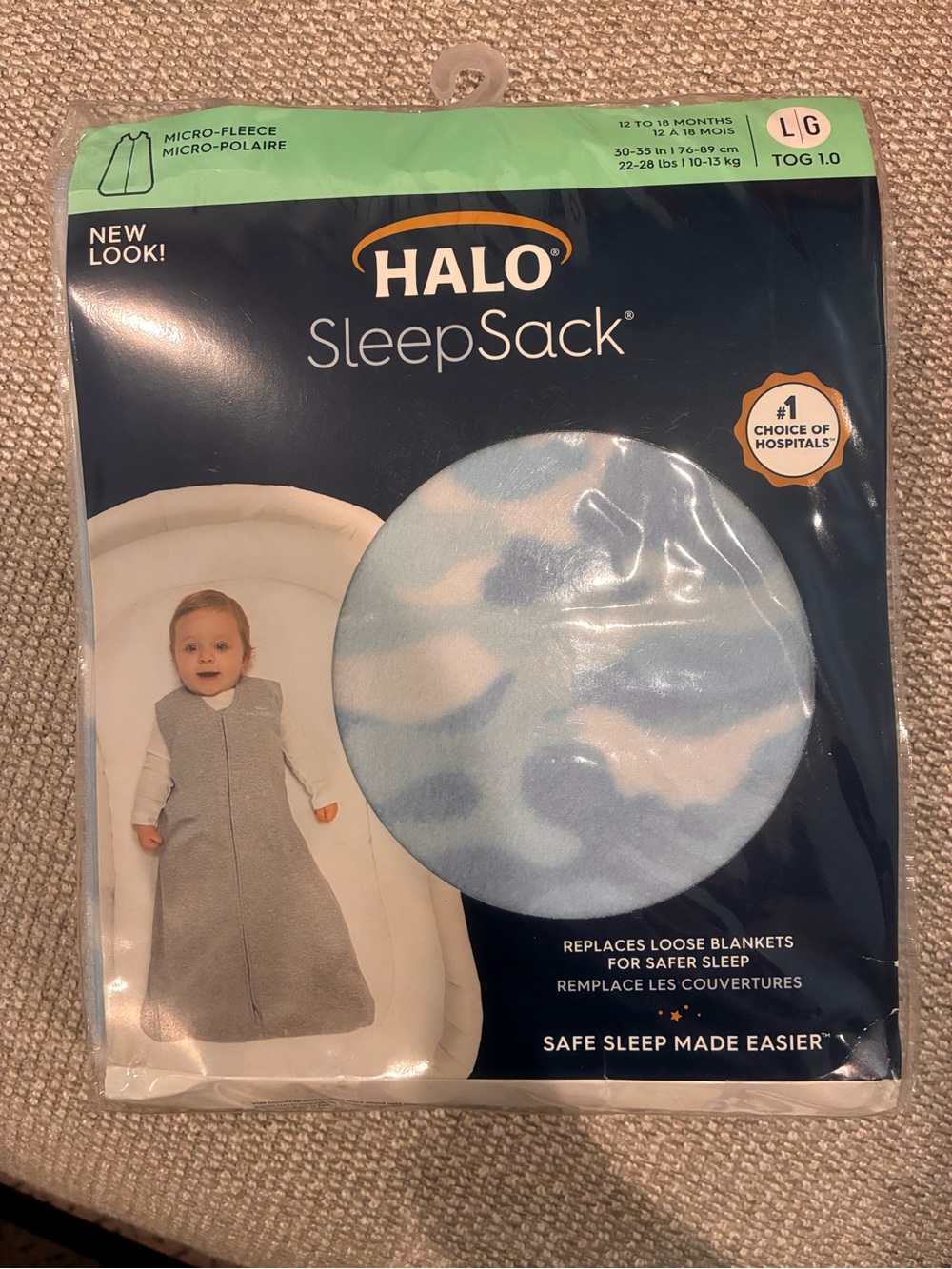 Halo SleepSack Micro-Fleece Sky+Sea Large 12-18M NWT